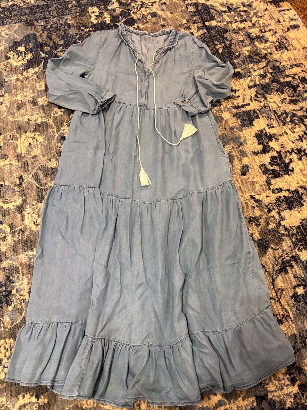 Anthro -vibe inspired Tiered Shirt Dress Size S Denim
